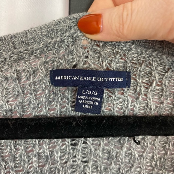 American Eagle Outfitters Gray Open Knit Sweater - Picture 2 of 5
